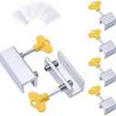 6Pcs Adjustable Sliding Window Locks Stops, Aluminum Alloy Door Frame Security Lock with Keys (4*Single Hole and 2*Double Hole)