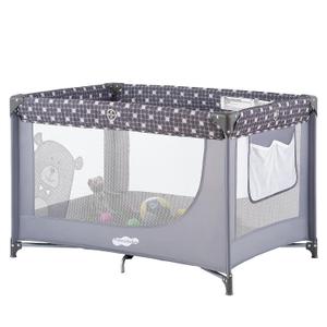 Pamo Babe Compact Pack and Play - Portable Crib for Baby, Lightweight Foldable Travel Playard with Mattress Pad & Carry Bag, Safe Breathable Travel Bed for Home, Trips & Family Visits, Cute Pattern (27.6 x 39.4 x 25.6 inches)