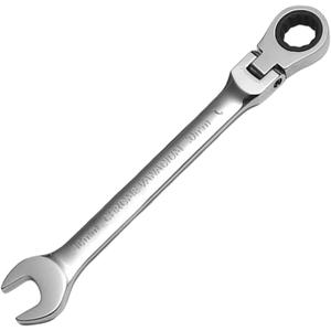 WISEUP Ratchet Wrench, CR-V Forged 10mm Flex Head Ratcheting Wrench, Industrial Dual-use Design Wrench, Anti-slip Anti-bending Ratchet Tools