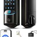 Veise VE027 Built-in Wi-Fi Smart Lock, Fingerprint Keyless Entry Front Door Lock, App Remote & Voice Control, No Hub Needed, Touchscreen Keypad Deadbolt, IP65 Waterproof, BHMA Grade 3, Matte Black