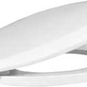 Centoco Toilet Seat Round, Open Front with Cover, Heavy Duty Commercial, Stainless Steel Hinge, Plastic, Made in the USA, 460STS-001, White