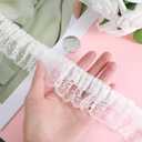 39 In/10 M White Lace Ruffle Ribbon, Double Layer 2 in /5 cm Wide Lace, Ruffle Ribbon Gathered Tulle Edging, White Laces for DIY Sewing Crafts, Dress Embellishments, Gift Wrapping