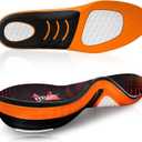 Plantar Fasciitis Relief Shoe Insoles [1-Pair], Arch Support Insoles, Running Athletic Gel Shoe Inserts, Orthotic Inserts for Arch Pain [Trim to Fit: Men 4-7/Women 5-8] (S(Men 4-7/Women 5-8), Black & Orange)