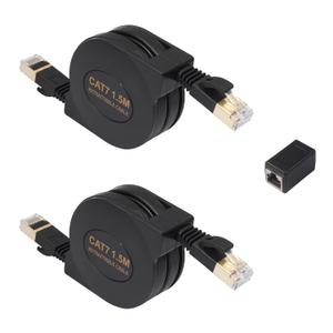 CAT7 Retractable Ethernet Cable, Retractable Flat 5FT RJ45 High-Speed LAN Internet Patch Cable, Easy to Carry for Laptop & Travel 2-Pack