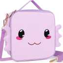 Axolotl Lunch Bag, Insulated Lunch Bags with Adjustable Shoulder Strap, Waterproof & Durable with Adjustable Shoulder Strapfor girls Lunch Box (Purple)