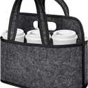 Resovo Enlarged 6 Cups Drink Carrier with Handle, Reusable Drink Carrier for Delivery, Assembly-Free Portable Coffee Holder Cup Holder Bag, Coffee Caddy with Double-Handle for Car, Take Out, Outdoors (Grey)