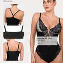 Popilush Shapewear Bodysuits for Women Lace Corset Tops Tummy Control V Neck Sleeveless Body Suit Thongs, 4XL