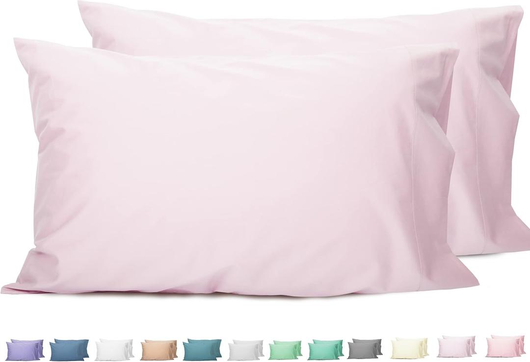 Sunflower Queen Pillowcases Set of 2, 100% Cotton Queen Pillow Cases 2, 2030 inches Light Pink, Soft and Breathable