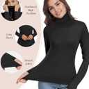 YOGINGO Womens Long Sleeve Turtleneck Thermal Shirt Fleece Lined Undershirt Mock Neck Underwear for Winter Cold Weather (X-Large)