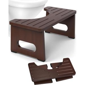 Yose Toilet Stool Foldable, 7 Inch Poop Stool for Bathroom, Toilet Stool Squat Adult, Thickened Bamboo Potty Stool with 400lb Support & Non-Slip Pads, for Better Bowel Health