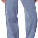 NIMIN Womens Mid Waist Boyfriend Jeans Summer Casual Lounge Loose Straight Wide Leg Y2K Pants with Pockets (Blue, S)