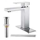 Brushed Nickel Bathroom Faucet, Single Hole Vanity Bath Faucet, Single Handle Modern Stainless Steel Bathroom Faucets for Sink 1 Hole with Pop Up Drain Stopper & Water Supply Hoses