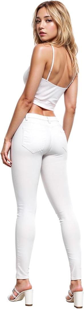 Hybrid & Company Womens Super Stretch Comfy Denim Skinny Jeans (11, White)