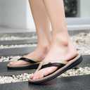 Men's Flip Flop with Arch Support Comfort Beach Thong Sandals Lightweight Non Slip Sole Durable Walking Summer Orthotic Slipppers Indoor and Outdoor (7, Khaki)