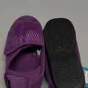 HomeTop Women's Corduroy Slippers Comfy Adjustable Hook and Loop Memory Foam Indoor Closed-back House Shoes for Diabetic Swollen Feet Size 8, Mauve Purple 