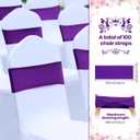 CHENGU 100 Pcs Spandex Chair Sashes Plain Bow Wedding Royal Chair Bands Without Buckle Birthday Decorations Elastic Ties Spandex Slider Sashes for Events Party Ceremony(Dark Violet)