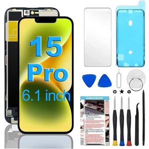 for iPhone 15 Pro Screen Replacement 6.1 inch Full HD, 3D Touch LCD Display Digitizer Assembly with Repair Tools - Model A2848, A3101, A3104, A3102