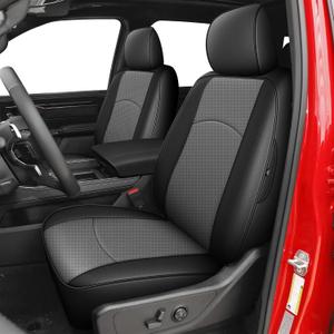 AOMSAZTO Custom Car Seat Covers for Ram 1500: 2009 2010 2011 2012 2013 2014 2015 2016 2017 2018 for Ram 2500 2010-2018 Full Set Faux Leather Truck Seat Covers Black+Gray