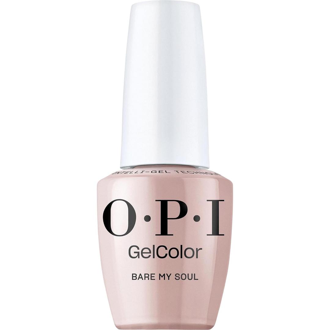 OPI GelColor LED Cure Gel Nail Polish | Nude & Brown Shades | Salon-Quality Shine, Long-Lasting Wear | Easily Soak Off Removal | Vegan & HEMA Free | 0.5 Fl Oz (Bare My Soul | Sheer Soft Beige)