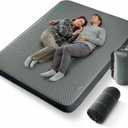 LOSTHORIZON Air & Foam Camping Mattress, Self-Inflating Sleeping Pad, 4.5" Thick, with Air Pump, Queen, Gray
