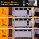 2 Pack Solar Outdoor Wall Lights with Motion Sensor 3-Mode Motion Outdoor Sconces 3000K 500LM Dusk to Dawn Solar Porch Light Fixtures Modern Up Down Exterior Wall Lamp for House Garage Front Door (Black)