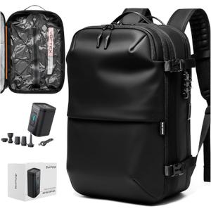 Vortex Vacuum Seal Travel Backpack 60L Expandable Air Compression System Water Resistant TSA Lock Carry-On Suitcase Luggage Black AERO - Vacuum Pump Included