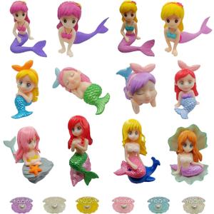 JKanruh 18 Pcs Miniature Mermaid Figurines,Mini Mermaid and Shell Pearl Figurines for Cake Decoration Home Terrarium Decoration DIY Crafts