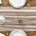 Artoid Mode Pearl Pink Gauze Table Runner 59x120 Inch , Seasonal Sheer Kitchen Dining Holiday Wedding Birthday Baby Shower Table Decor for Home Party
