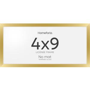 Homeforia 4x9 Business License Frame Gold, High End Metal 4 x 9 Gold Certificate Frame with Real Glass, 9x4 Document Frames for Wall or Tabletop, 4by9 Picture Frame, Tempered Glass, Wall Kit, Set of 1