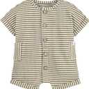 Mud Pie baby-boys Mud Pie Children's Green Stripe Waffle Romper (3-6 Months)