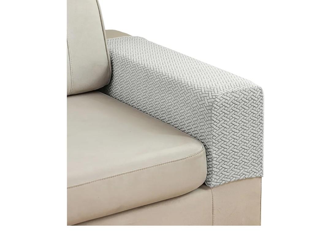 Couch Sofa Arm Chair Covers Set of 2 Polyester Stretch Arm Rest Covers for Sofa Recliner Chair Arm Covers Protectors with Twist Pins (Light Gray, M)