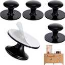 Adhesive Cabinet Knobs, Peel and Stick Cabinet Handles 5PCS | No Drilling, Kitchen Cabinets Handles, Black Dresser Knobs, for Sliding Glass Door, Refrigerators, Windows, Closets