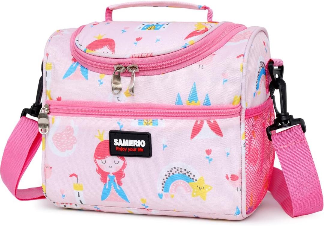 Small Lunch Bag Cute Cooler Lunch Box for Children Student Girls Boys Insulated Picnic Bags for School Camping (Castle)