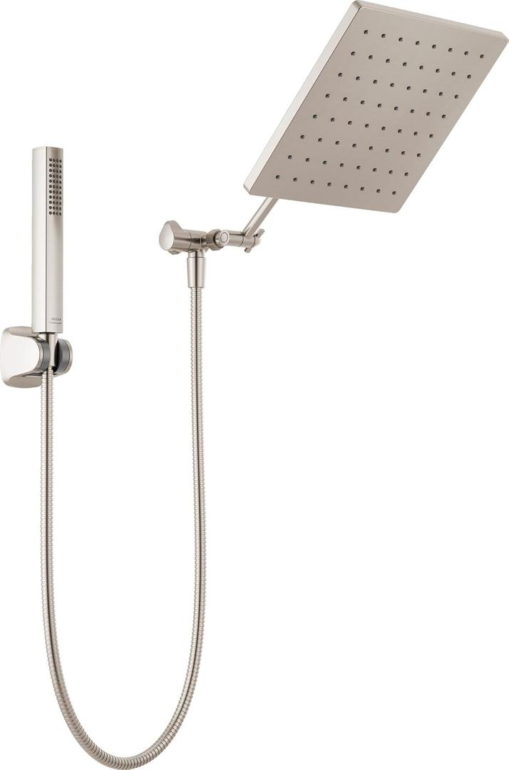Delta Faucet 10-inch Raincan Shower Head and Hand Held Shower Combo, Brushed Nickel Square Shower Head, Rainfall Shower Head, Hand Shower, 1.75 GPM Flow Rate, Spotshield Brushed Nickel 75527-SN (Stainless) Delta Faucet 10-inch Raincan Shower Head and Hand Held Shower Combo, Brushed Nickel Square Shower Head, Rainfall Shower Head, Hand Shower, 1.75 GPM Flow Rate, Spotshield Brushed Nickel 75527-SN (Stainless)