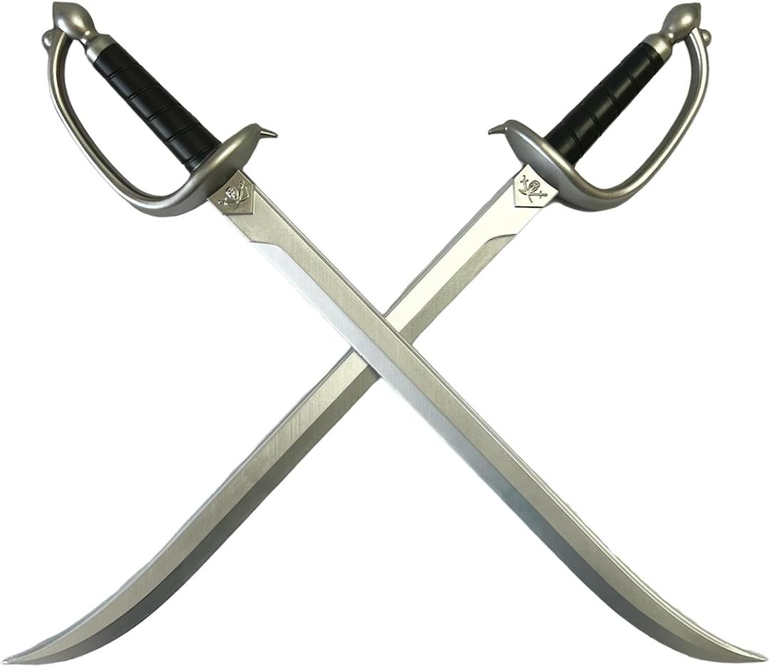 Set of Two 30-Inch Foam Pirate Cutlass Swords - Perfect for Cosplay, Role-Playing, and Halloween Costume Props. Safe and Durable Training Swords for Teenagers and Adults