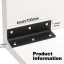 L Bracket, Heavy Duty Corner Brace, 20 Pack 4" Metal Shelf Bracket Angle Bracket for Shelves, Black L Brackets for Wood,100mm Overall Length