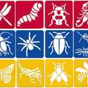 Fun Express Big Bug Stencils for Painting - 12 Piece Reusable Stencils for Crafts & Drawing | Butterfly Bee Dragonfly Animal Shapes for Kids Ages 4-8 | Large Plastic Art Stencil Set for Home & School