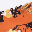 Halloween Table Runner Embroidered 36 Inches Long Spooky Orange Black Cat Ghost Spider Web Pumpkin Coffee Dining Table Runner for Party Holiday