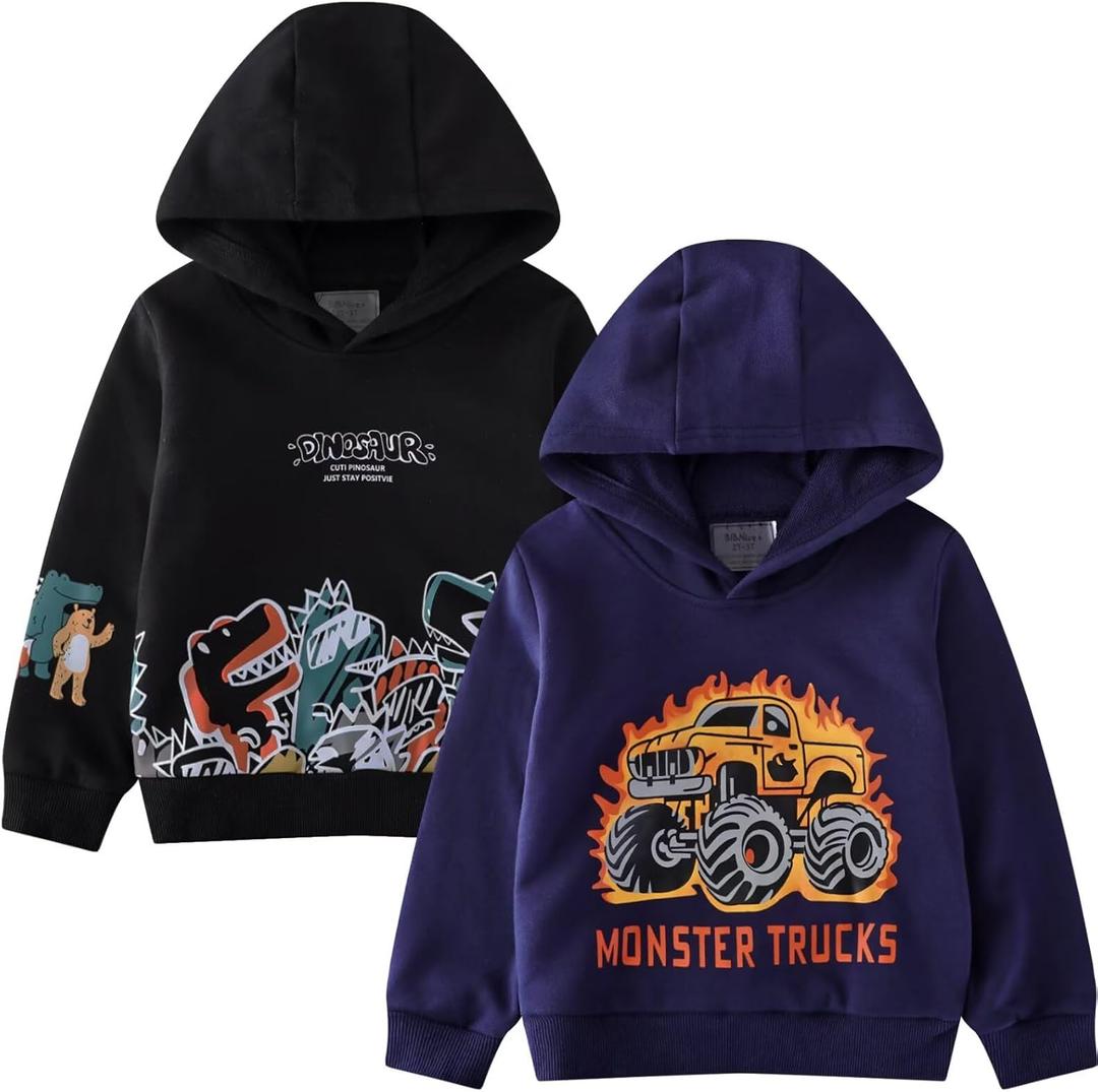 2-Pack Boys Sweatshirts ToddlerCotton Long Sleeve Crewneck Pullover Kids Winter Warm Shirt Sweater Tops 2T-7 Years (5-6 Years)