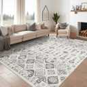 5x7 Area Rug for Living Room Low Pile Vintage Washable Grey Rugs for Bedroom Area Rugs 5x7 for Dining Room Indoor Foldable Non-Slip Thin Rugs