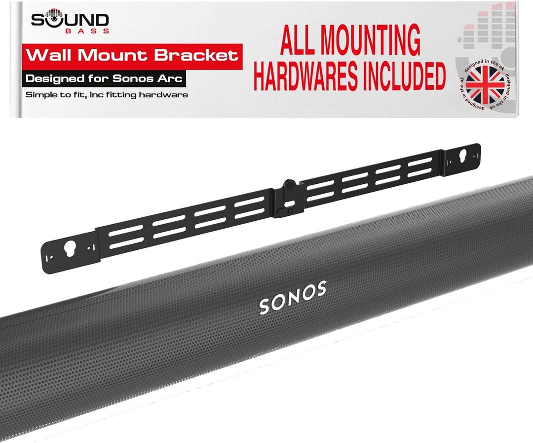 Sound Bass Arc Wall Mount Bracket, Black, Compatible with Sonos Arc and Arc Ultra, Adjustable Depth, All Hardware Included, Designed in The UK