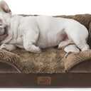 Bedsure Orthopedic Dog Bed for Medium Dogs - Calming Dog Sofa Beds Medium with Luxurious Plush Washable, Pet Couch Bed with Removable Washable Cover, Waterproof Lining and Nonskid Bottom, Brown (28.0"L x 23.0"W x 6.5"Th, Plush-Brown)