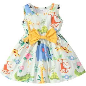 RETSUGO Little Girl A-Line Dresses Bowknot Dress for Baby Girls Casual Toddler Girl Dresses for Party Girl Dress 1-8 Years (6-7 Years)
