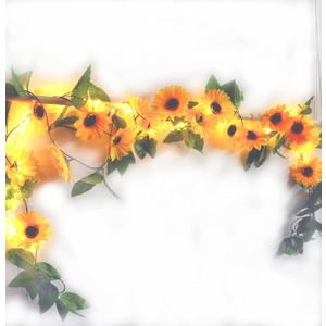 2 Pack 8.8FT Artificial Sunflower Garland with 100 LED Fairy String Lights,Fake Vines Faux Sunflowers Hanging Garland Silk Flowers Hanging Plant for Indoor,Outdoor,Wedding,Wall,Birthday Party