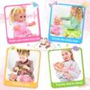 PROOU Baby Care Doll Toys Set, 36PCS Dolls Playset, Hair Salon Pretend Play Toddler Doll Toys Incl 14'' Baby Dolls Toy, Backpack, Hair Dryer, Curler, Xmas Gifts for Age 3 4 5 6+ Years Old Girls Kids