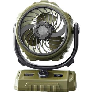SAYTAY Camping Fan-270Automatic Oscillating Head and 300Manual Flip, Desktop Fan with 100 Speed Adjustable, 6000mAh Battery with 24 Hours Range, LED Light,Turbo Boosted Rapid Cooling (Green)