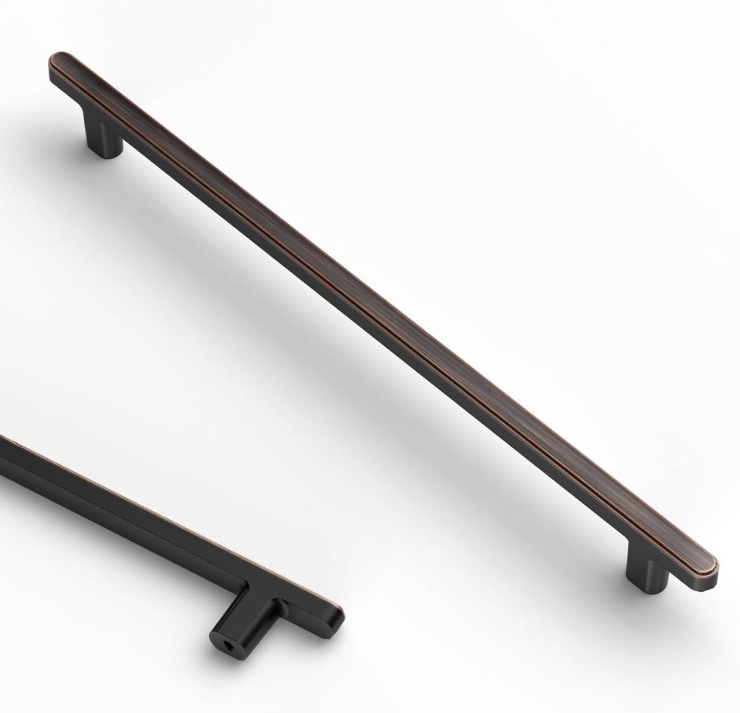 Asidrama 10 Pack 10 Inch(256mm) Oil Rubbed Bronze Kitchen Cabinet Handles, Cabinet Pulls Kitchen Cabinet Hardware for Cupboard Drawer Pulls (10" Hole Center)