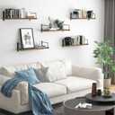 Floating Shelves - 24 Inch Wall Mounted Set of 3 Rustic Wood Shelves for Wall Decor and Living Room Storage (Brown)