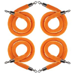 NovelBee 4pcs Orange Velvet Stanchion Ropes with Black Hooks,10 Feet Stanchion Queue Barrier Ropes,Crowd Control Velvet Rope Safety Barriers for Party Decorations