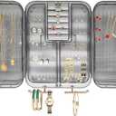 Wall Mounted Jewelry Organizer, No Punching Installation, Hanging Jewelry Organizer Box and Storage Case, Necklace Earring Holder Organizer Wall for Women Teen Girls (Gray Gold)